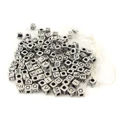 Scrapbooking - Koraliki do rękodzieła LITERKI - srebrne 124 szt. - miniaturka - grafika 1