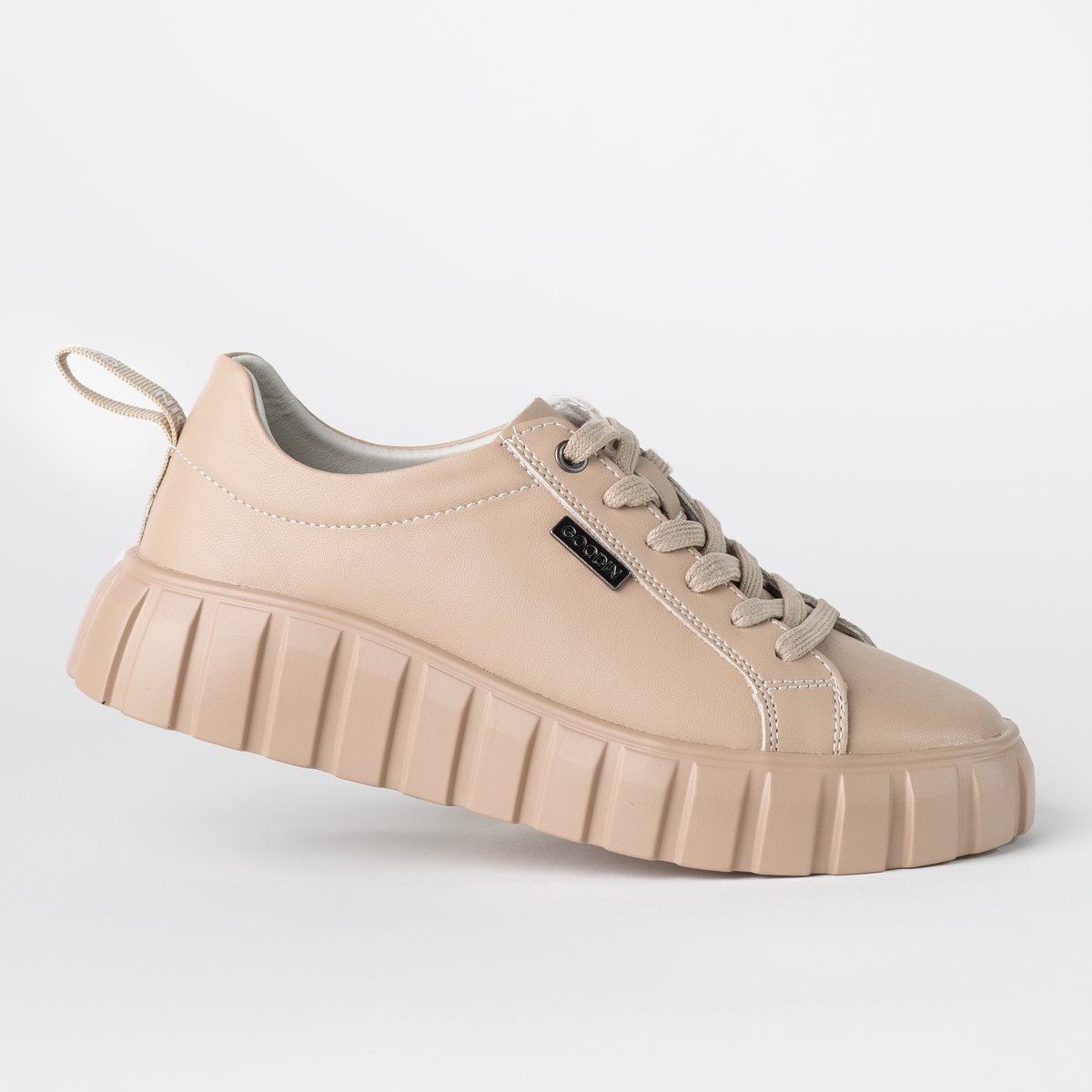 Sneakersy damskie na platformie GOODIN GD-XF-89 skóra naturalna nude beż 38