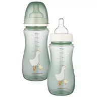 Butelki dla niemowląt - Canpol Babies Butelka Antykolkowa Easy Start 300 ml GOOSE Gęsi Zielona - miniaturka - grafika 1