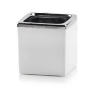 Wazony i flakony - Wazon kostka kwadrat 9 cm biało-srebrny - miniaturka - grafika 1