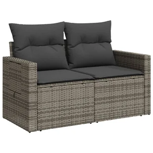 Sofa ogrodowa z poduszkami, 2-osobowa, szara, polirattan Lumarko! - Sofy ogrodowe - miniaturka - grafika 5