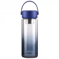 Butelki termiczne - Vialli Design Butelka z podwójną ścianką i zaparzaczem Fuori granatowa 30183 350 ml - miniaturka - grafika 1