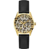 Zegarki damskie - Złoty zegarek Guess Ladies Black Gold na pasku GW0481L1 - miniaturka - grafika 1