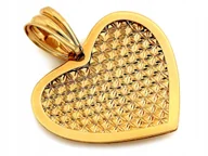 Wisiorki - Zawieszka złota serce 585 możliwy grawer diamentowane serce na prezent 14kt - miniaturka - grafika 1