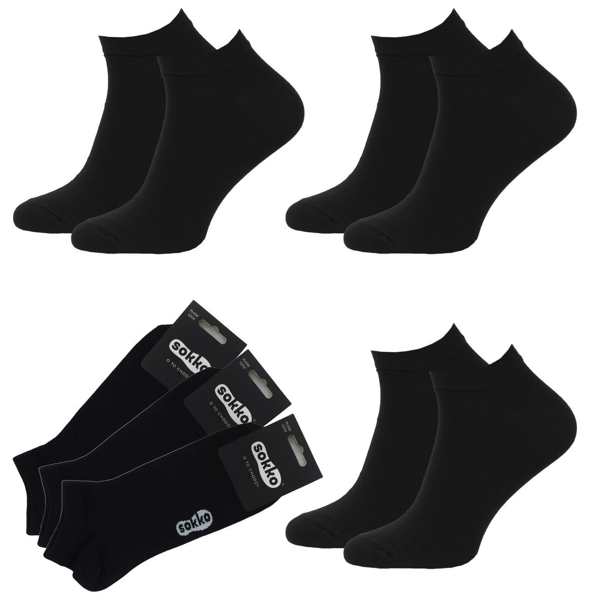 3X SOKKO STOPKI MĘSKIE Z BAMBUSA NISKIE BAMBUSOWE 45-47 - SM3-S61-CZA-45-47