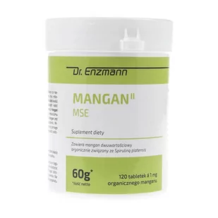 Mito Pharma Mangan MSE 120 tabl Mangan ze spiruliny Dr Enzmann - Suplementy naturalne - miniaturka - grafika 1