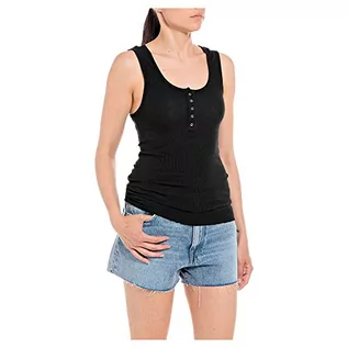 Koszulki i topy damskie - Replay Damska koszulka na ramiączkach W3597A, 099 czarna płyta, XL, 099 Blackboard, XL - grafika 1