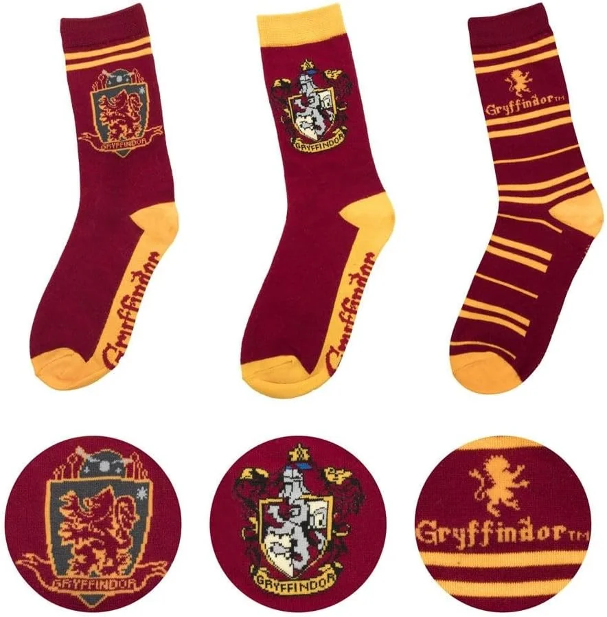 Skarpetki Harry Potter Gryffindor 3 pary z emblematem Hogwartu