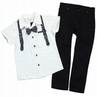 Krawaty i muchy męskie - Komplet KOSZULA MUCHA Szelki WZÓR Granat 86 1L - miniaturka - grafika 1