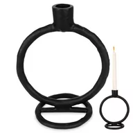 Świeczniki - Świecznik na długą świeczkę aluminiowy czarny 19 cm - miniaturka - grafika 1