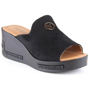 Klapki damskie na koturnie zamszowe czarne Vinceza 10907 - Klapki i japonki damskie - miniaturka - grafika 1