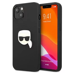 Karl Lagerfeld KLHCP13SPKMK iPhone 13 mini 5,4" czarny/black hardcase Leather Ikonik Karl s Head Metal KF000795 - Etui i futerały do telefonów - miniaturka - grafika 1