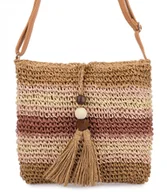 Torebki damskie - Stylowa mała torebka na ramię w paski z ozdobnym chwostem - miniaturka - grafika 1