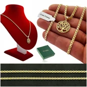 Łańcuszki - ZŁOTY GRUBY ŁAŃCUSZEK DAMSKI + ZAWIESZKA DRZEWKO ŻYCIA PR. 925/585 PREZENT - miniaturka - grafika 1