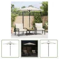 Parasole ogrodowe - The Living Store Parasol ogrodowy z LED - stalowy słupek - biały - 225x225x212 cm - Parasol Ogrodowy - miniaturka - grafika 1