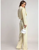 Garnitury - Stylowy garnitur z szerokimi spodniami ALEAH - cytrynowy - miniaturka - grafika 1