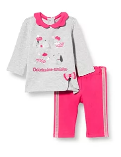 Bluzki dla niemowląt - Chicco Dziewczęca koszulka z krótkim rękawem (2 sztuki), szary i różowy., 12 Miesiące - grafika 1