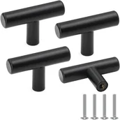 Zawiasy, okucia i inne akcesoria - 4 sztuki gałki meblowe, uchwyt do drzwi szafek ze stali nierdzewnej w kolorze czarnym, gałki do szuflad w stylu vintage ze śrubami do wystroju wnętrz - miniaturka - grafika 1