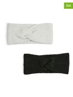 Czapki damskie - Pieces Opaski (2 szt.) w kolorze szarym i czarnym na czoło - miniaturka - grafika 1