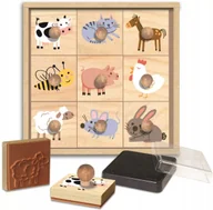 Zabawki kreatywne - Crea Lign' drewniane stempelki z uchwytami Farma 9 sztuk +3 - miniaturka - grafika 1