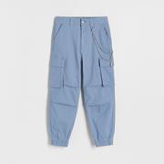 Spodnie i spodenki dla dziewczynek - Reserved - Spodnie cargo z łańcuchem - Niebieski - miniaturka - grafika 1