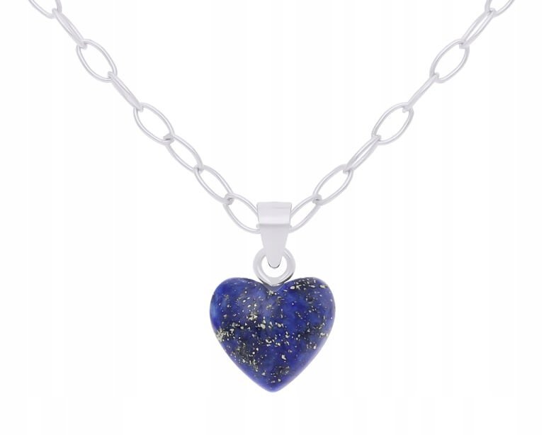 Naszyjnik Srebrny z Sercem Lapis Lazuli Dla Kobiet pr. 925