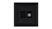 Akcesoria TV-SAT - Gniazdo podtynkowe typu F + gn. RJ-45 Pola czarny, 33205 - miniaturka - grafika 1