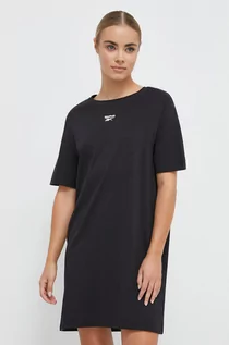 Sukienki - Reebok sukienka bawełniana kolor czarny mini prosta - grafika 1