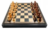 Gry planszowe - Italian Chess Acacia Wood Classic Premium+Chess Board Leather Gold/Black 48 - miniaturka - grafika 1