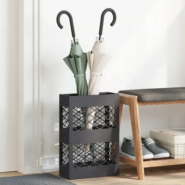 vidaXL Czarny stojak na parasole - 28x12x41 cm, stalowy