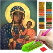 Malowanie po numerach - Haft Diamentowy ARTULIO, Obraz DIY 5D, Diamond Painting, Mozaika diamentowa 30x40cm (Matka Boska z Dzieciątkiem) + zestaw akcesoriów - miniaturka - grafika 1