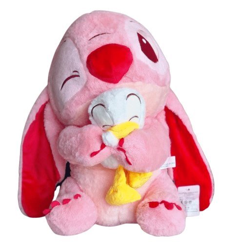 Maskotka pluszak DUŻY Stitch z małą kaczuszką 40cm róż