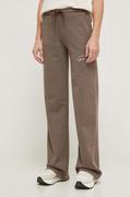 Spodnie damskie - Guess spodnie dresowe kolor brązowy gładkie - miniaturka - grafika 1