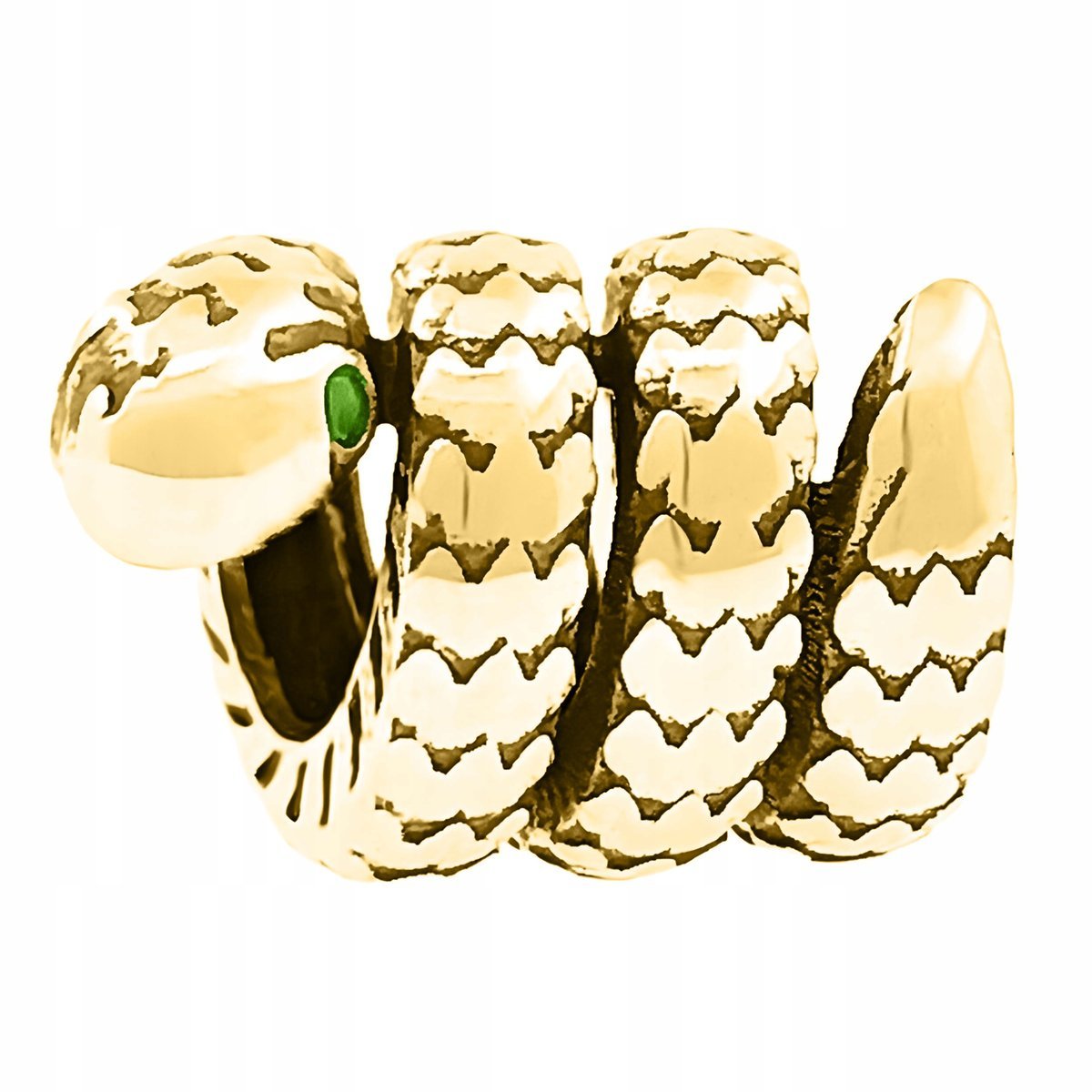 Złoty Charms Wąż Żmija Zwierzę Snake Zielona Cyrkonia SREBRO 925