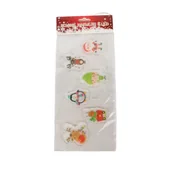 Ozdoby bożonarodzeniowe - Zestaw naklejek żelowych LED multikolor na baterie 5 sztuk - miniaturka - grafika 1