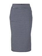 Spódnice - TOM TAILOR Damski Spódnica midi z dżerseju 1030359, 29275 - Navy White Structure Stripe, 34 - miniaturka - grafika 1