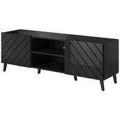 Szafki RTV - Szafka RTV ABETO 150x42x52 czarny/czarny połysk - miniaturka - grafika 1