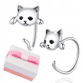 Biżuteria dla dzieci - SREBRNE KOLCZYKI WKRĘTKI DLA DZIEWCZYNKI, KOLCZYKI SZTYFTY KOTKI SREBRO 925 - miniaturka - grafika 1