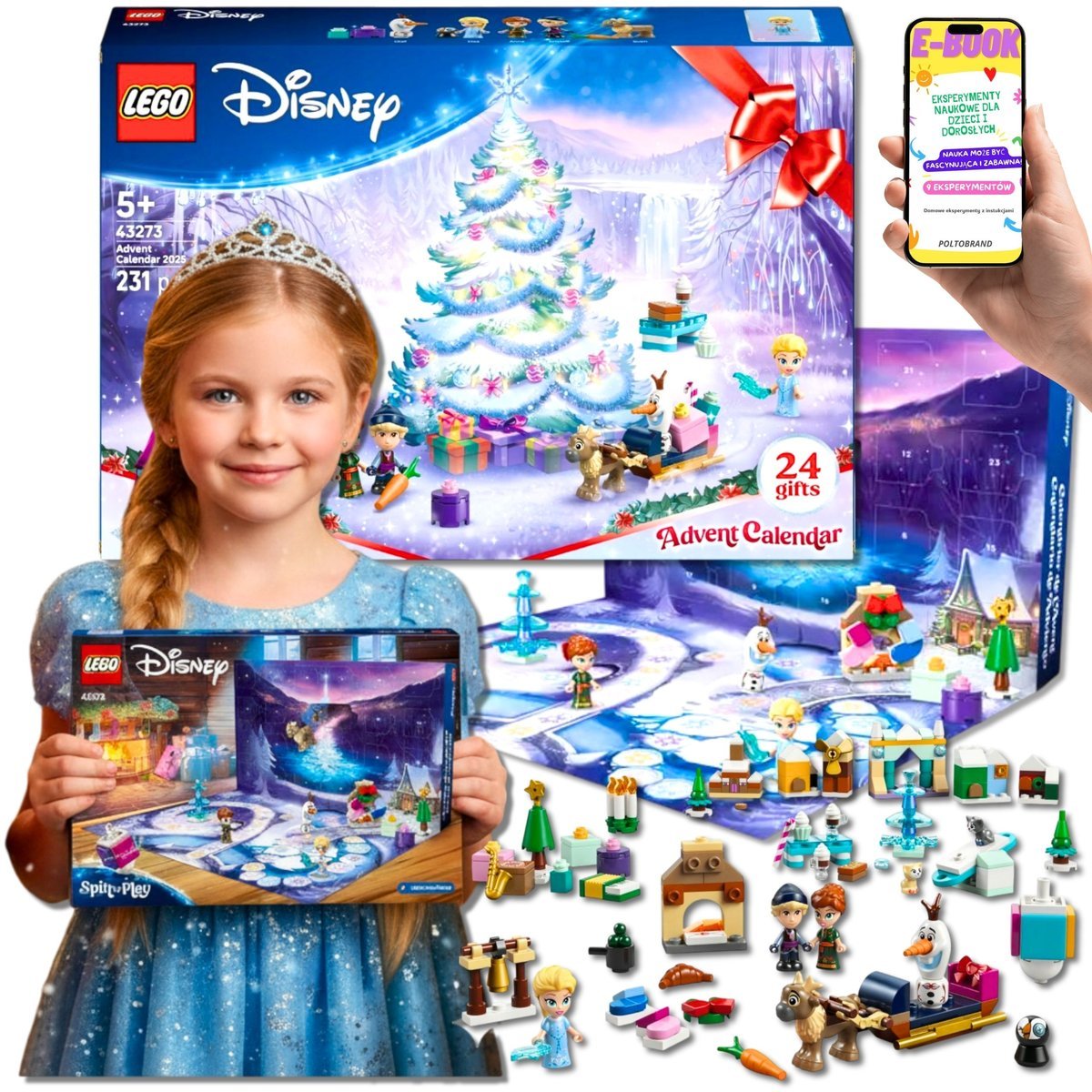 LEGO Disney Kraina Lodu KALENDARZ ADWENTOWY 2025 PREZENT Na Adwent Święta DLA DZIEWCZYNKI Córki Wnuczki (43273) + EBOOK