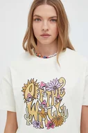 Koszulki sportowe damskie - Vans t-shirt bawełniany damski kolor beżowy - miniaturka - grafika 1