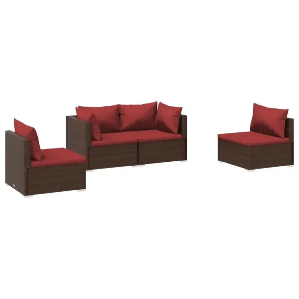 Zestaw Wypoczynkowy do Ogrodu, Rattan PE, Stal, Brązowy, 70x70x60.5 cm