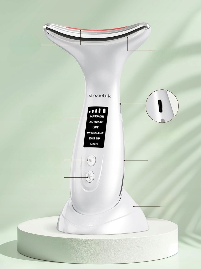 Masażer Do Twarzy Redukcja Zmarszczek Lifting 6 Trybów Ems 45 °C Led Usb