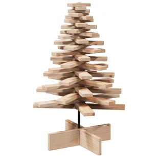 vidaXL Drewniana choinka do udekorowania, 80 cm, lite drewno sosnowe - Choinki - miniaturka - grafika 1