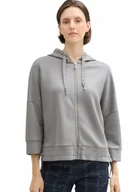 Bluzy damskie - Tom Tailor Szara Bluza Damska Z Kapturem Rękaw 3/4 L J2A - miniaturka - grafika 1
