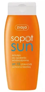 Ziaja Sopot Sun Emulsja do opalania wodoodporna SPF15+ 150ml - Balsamy i kremy do opalania - miniaturka - grafika 1