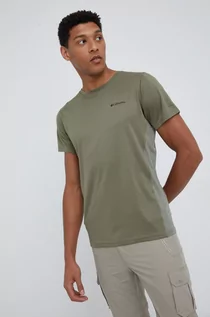 Koszulki męskie - Columbia T-shirt sportowy Zero Ice Cirro-Cool kolor zielony gładki - grafika 1
