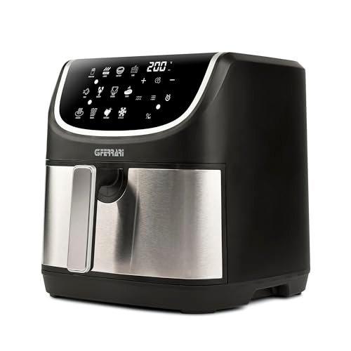 G3 Ferrari G10191 frytkownica powietrzna frytkownica 8 l Grill, 2200 W, 8 litrów, 12 programów, podwójna wytrzymałość, wielofunkcyjna, bezdymny grill, suszarka, BPA PFOA, książka kucharska w zestawie