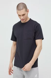 Koszulki męskie - New Balance t-shirt bawełniany kolor czarny gładki - grafika 1