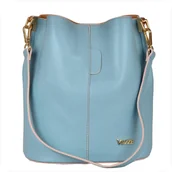 Plecaki worki - Borse in Pelle Torebka skórzana baby blue worek niebieski - miniaturka - grafika 1