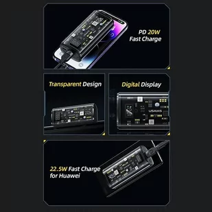 USAMS Powerbank 9000mAh PD 20W QC3.0+PD Dual-Port Fast Charge czarny/black 10KCD18901(US-CD189) - Powerbanki - miniaturka - grafika 4